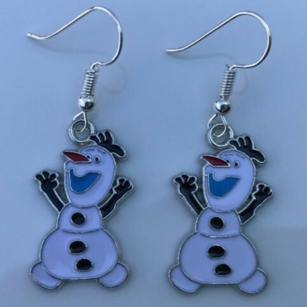 Christmas Women Earring Silver Plated Hook Snowman